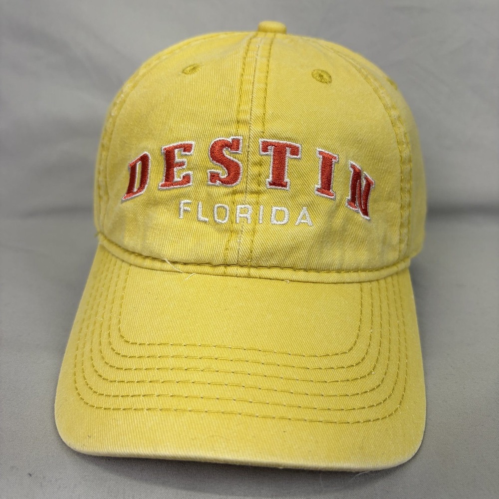 Alvin's Island Hat Destin Florida Unisex OSFA Yellow Souvenir Baseball Cap